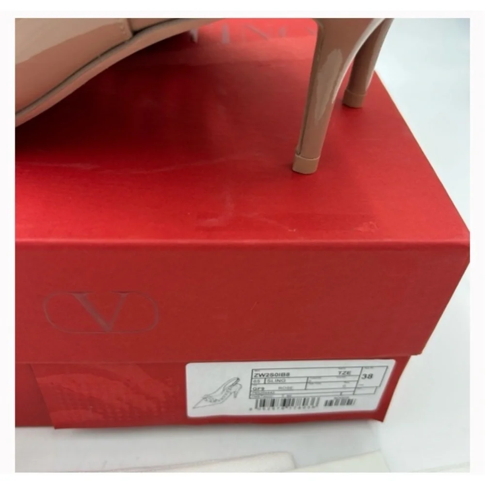Valentino Garavani rock stud 60 patent leather sling back pumps size 38